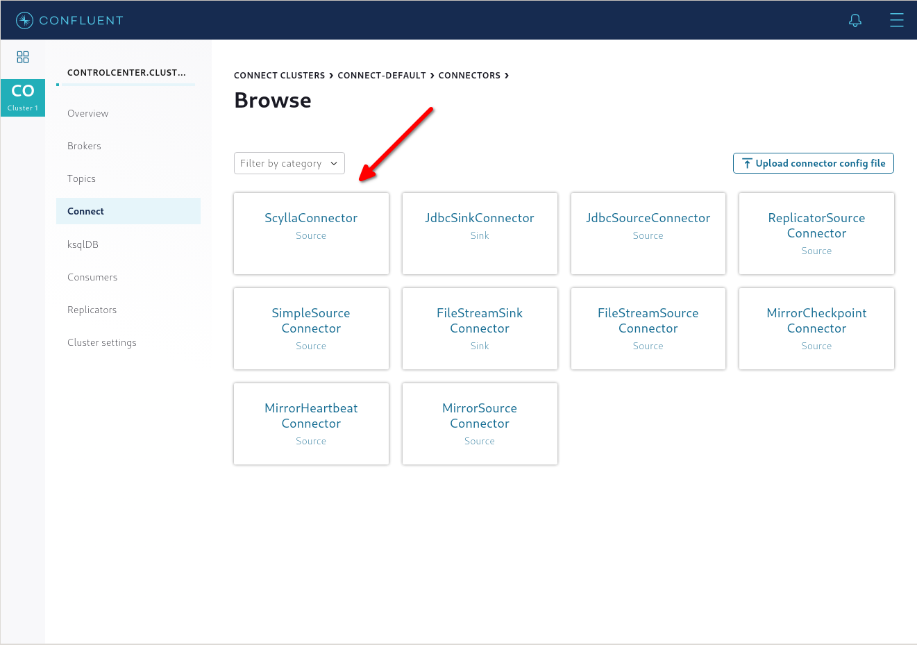 Confluent Control Center "ScyllaConnector (Source Connector)"