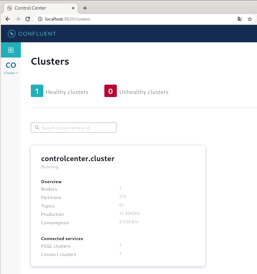 Confluent Control Center main page